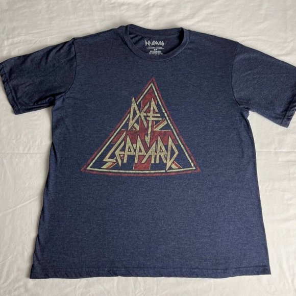 Def Lepperd T-Shirt Women Small Blue Crew Neck Graphic Cotton Blend Short Sleeve - Picture 1 of 10